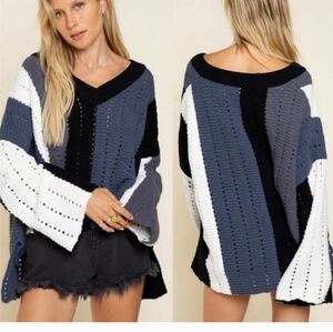POL Color Blocked Super Soft Sweater